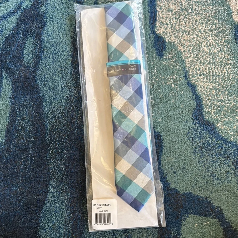 New, Kids Tommy Hilfiger Blue Plaid Tie
